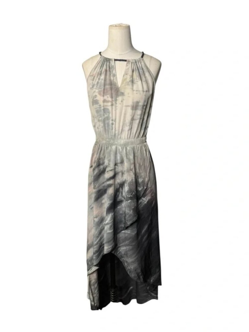 Anthropologie Dip-Dyed Tulip Silk Dress By Gyps 05, High-Low Adorable Size Small - Picture 7 of 9